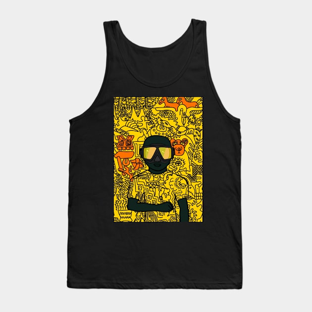 Unique MaleMask Digital Collectible "Nomad" with BasicEye Color and DarkSkin on TeePublic Tank Top by Hashed Art